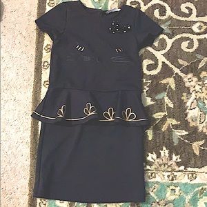 H&M Black Peplum Cat Dress S 7/8